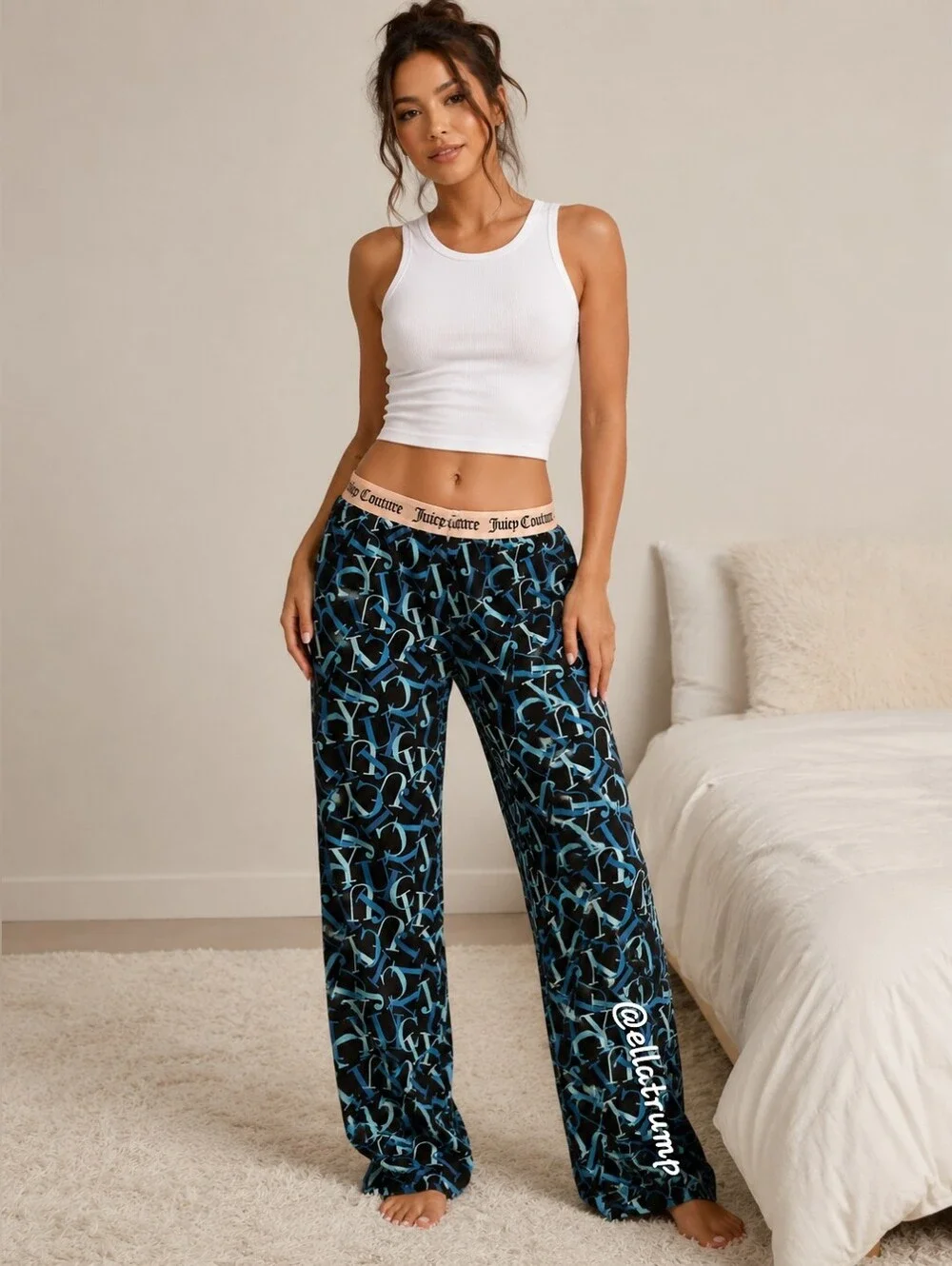 Juicy Couture Pajama Sleepwear Lounge Logo Size Large Pants